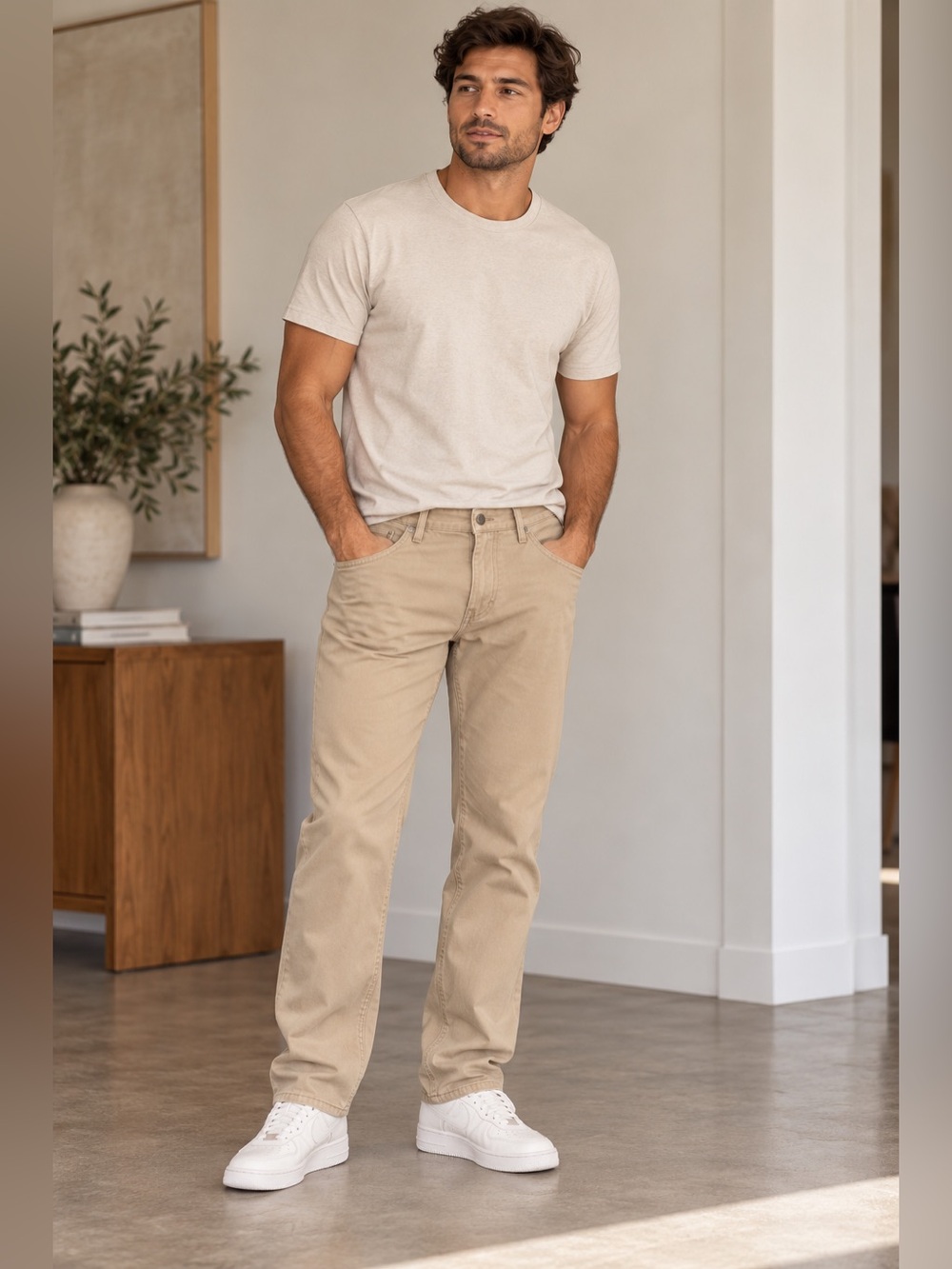 Old Navy Men's Straight Khaki Pants - Light Tan